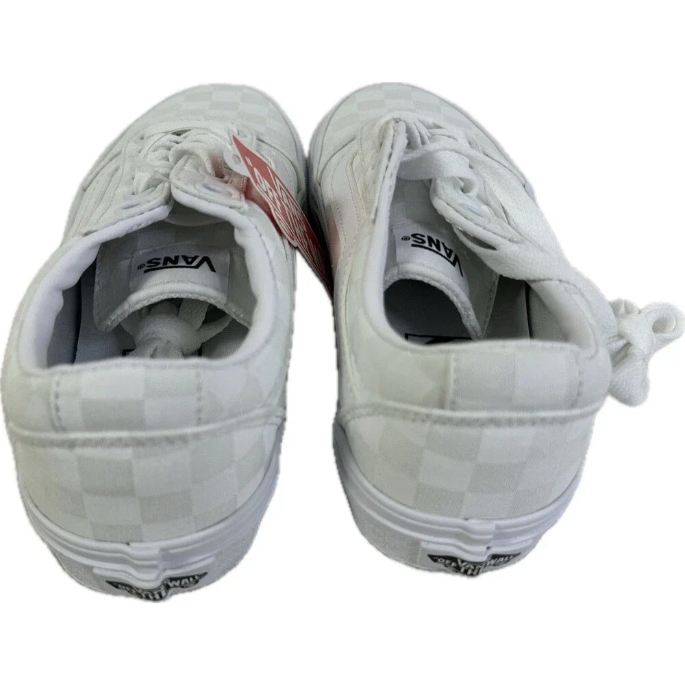 VANS Checkerboard WHITE/WHITE Canvas Womens Size 5 VN0A3IUNW51
